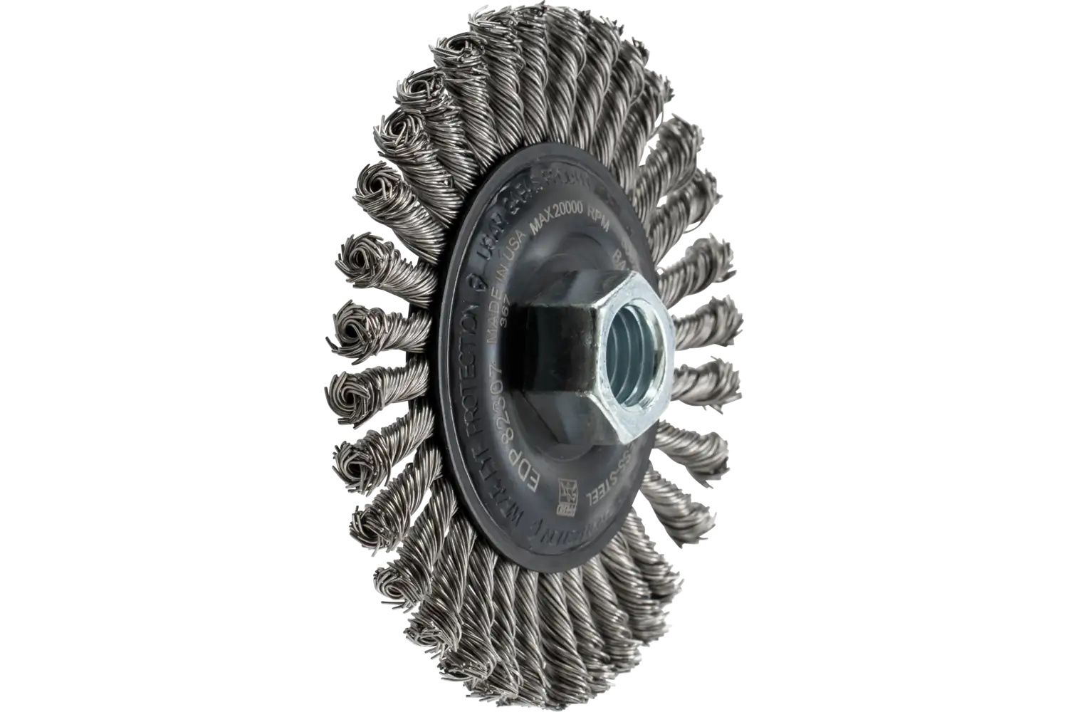 Picture of Pferd Stringer Bead Wheel Brush 4" Dia .020 Stainless Steel 5/8-11" Thread .023 Retail